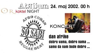 Plakat za koncert u Atrijumu - Letnja bašta Zelenog zvon a u Zrenjaninu